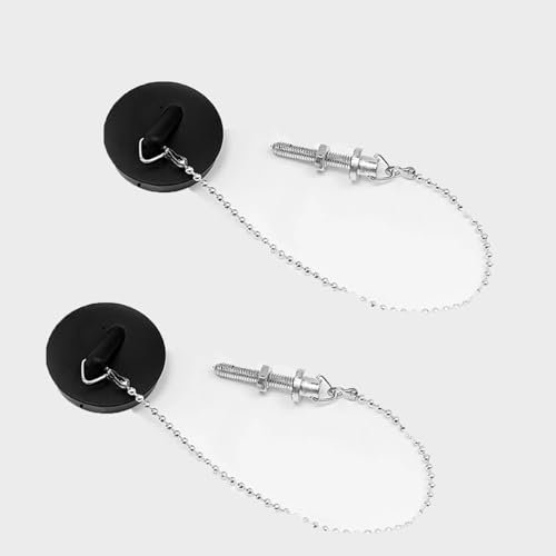 2 PCS Silicone Sink Bath Plug with Chain, Bath Plug And Chain, Pedestal Bathroom Sink Plug for Kitchen Bath Sink Drain Stopper Plug (4.2cm with Screw)