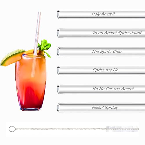 leruiyezs 6pcs Paille En Verre Réutilisable 20cm, Pailles Verre Avec Brosse De Nettoyage, Paille En Incassable Pour Cocktails Longdrinks Latte Macchiato Highball, Durable Et Écologique