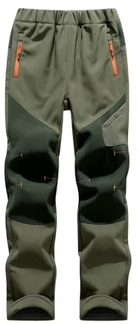 Genérico Pantalones de Esquí para Niños con Diseño Patchwork y Bolsillos para Actividades Invernales y Uso Casual Diario (Green, 12-14 Years)