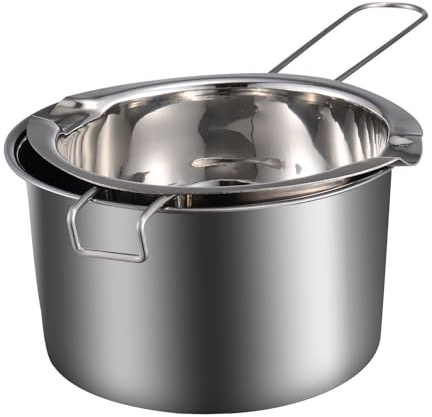 Healifty Pentola a Bagnomaria in Acciaio Inossidabile 201 da 400ml per Fusione Cera, Cioccolato e Burro, Set Doppio Scaldavivande, per Cucina Domestica e Pasticceria