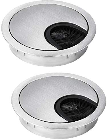 NOVAATO Kabeldurchführungen mit Bürsten für mehr Ordnung auf dem Schreibtisch 60 mm 2 x