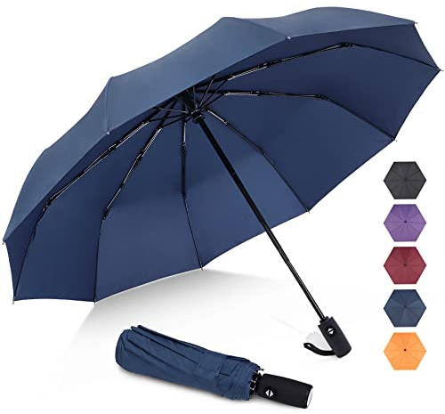ZOMAKE Regenschirm Taschenschirm Sturmfest,Klein Schirm mit Auf-Zu-Automatik für Herren Damen - Travel Umbrella mit UV Schutz, (Saphir)