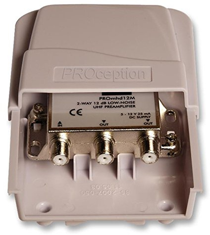 MAST Head AMP UHF, 2 Way, 10DB | Aerial/Satellite AMPLIFIERS/Distribution Aerial Satellite Equipment, 1 X Qty - PROMHD12M