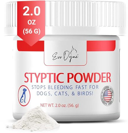 Styptic Powder for Dogs, Cats, and Birds (2 oz) by Evo Dyne | Fast-Acting Blood Stop Powder for Pets | Quick Stop Bleeding Powder for Dog Nail Clipping, Grooming, Cuts and More (1-Pack)