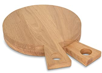Natuhr Vesperbrett Frühstücksbrettchen – Ping Pong – Holzbrettchen inkl. Eierbecher runde Holzbrettchen – 2 Stück