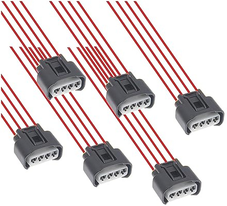 AUCELI 6 Packs Ignition Coil Female Connector Plug Harness Pigtail, 4 Way Ignition Coil Connector Replacement, Replaces Part Number: 90980-11885, Car Accessories, Compatible with Most Vehicles