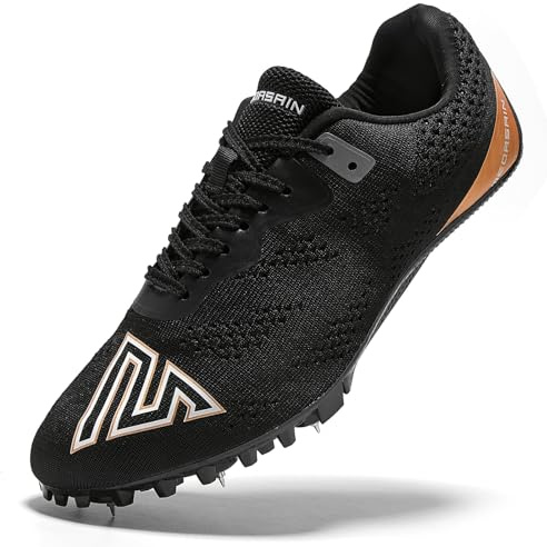 Medasain Track and Field Shoes for Men Women Kids Boys Girls Youth Spikes Professional Athletic Sprint Running Racing Shoes Black