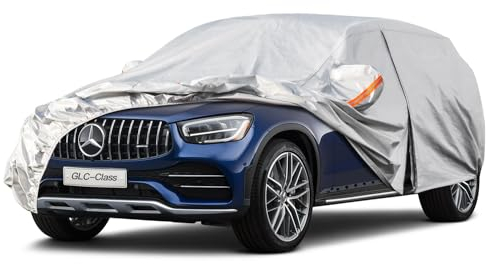 Kayme Autoplane Wasserdicht Atmungsaktiv für Mercedes Benz GLC (2015-2025), 6 Schichten Vollgarage Autoabdeckung für Regen Sonne Staub Schutz Verkratzt, Autoabdeckung mit Reflektierenden Streifen.