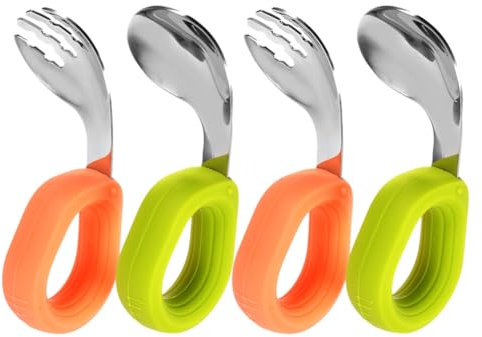 HAWILLOSCH 2sätze Junge Mädchen Besteck Edelstahl Ergonomische Gabeln Und Löffel Für Junge Mädchen Teiliges in Sanften Farben Rutschfest Und Leicht Zu Reinigen Für Beikosteinführung