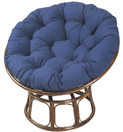 Surwin Papasan Chair Cushions, Thick Round Chair Cushions Hammocks Swing Pads, Papasan Round Chair Cushions with Fixing Straps, Indoor Egg Chair Cushion (70x70cm,Navy Blue)