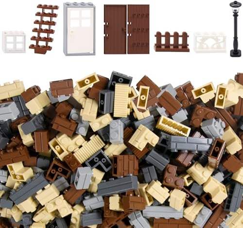 Cabeeskii 337 Stück Bausteine, Enthält Classic Steine Fenster Türen Zäune Sets zubehör, Kompatibel für Major Brand Lego Brick Building