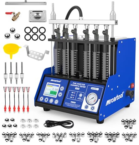 Strumento di Test e Pulizia per Iniettori V310, 110V/220V Sistema di Pulizia per Iniettori di Carburante con 6 Cilindri, Kit per Pulizia a Ultrasuoni per Iniettori Diesel/Benzina Standard GDI/EFI/FSI