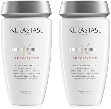 Kérastase Shampoo für jedes Haar, Ausgleichendes und feuchtigkeitsspendendes Haarbad gegen Haarausfall, Bain Prévention, Spécifique, 250 ml (Packung mit 2)