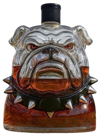 yybng Decanter per whisky – 300 ml trasparente caraffa da whisky in design Bulldog | dispenser di alcool trasparente decorazione per la casa per tequila vodka bourbon matrimonio feste e per