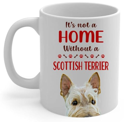Taza De Café Una Casa No Es Un Hogar Sin Un Terrier Escocés De Trigo 330Ml Menaje Cerámica Con Asa Tazas Para Familiares Leche Café