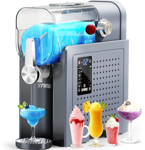 SYINTAO 2-in-1 Slushie & Soft Serve Ice Cream Maker, 96oz Vessel No-Ice-Needed Frozen Drink Machine with LED Display, 6 Preset Modes, Auto-Clean & Delay Timer – Gift for Family