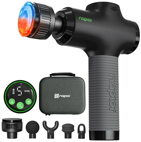 Massage Gun with Heat and Cold, [2026 Upgraded] Deep Tissue Muscle Massage Gun with LED Screen Temperature Control, 5 Speeds, Quiet Powerful Percussion Massager, Carry Case, Gifts for Men Women