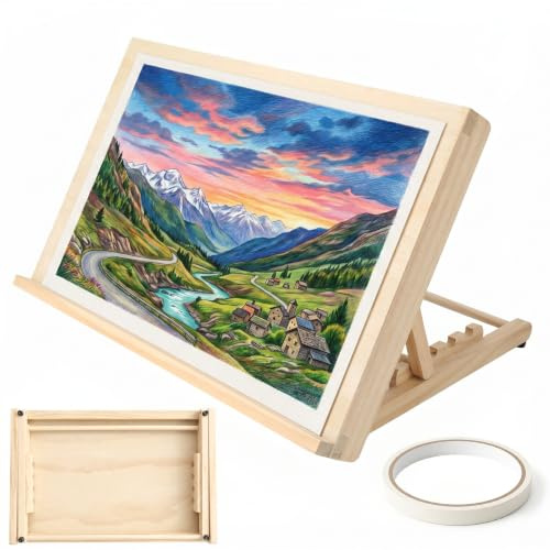 Table Easel, 45 x 30 cm, Wooden, Adjustable, for Painting | Table Top Easel, Folding, Portable, for Drawing, Craft Workstation, Display Holder