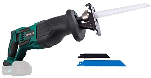 VONROC Sierra de sable inalámbrica VPower 20V (sin batería) – Incl. sierras y estuche de almacenamiento