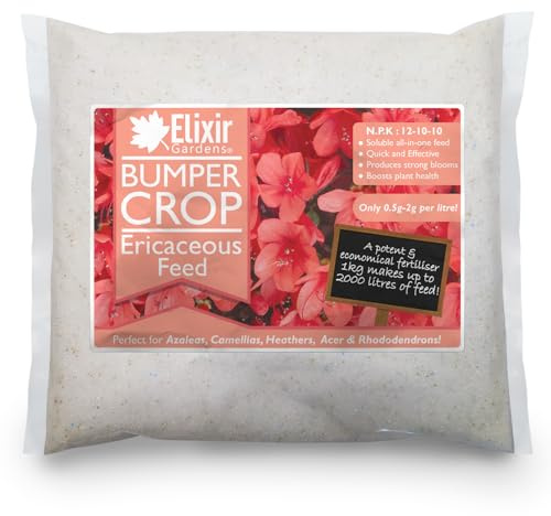 Elixir Gardens Bumper Crop Ericaceous Feed Fertiliser - NPK 12-10-10+ 4 | Plant Food for Azalea, Magnolia, Rhododendron & Camellia | Available from 1kg - 20kg | 10kg Polythene Bag