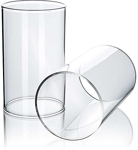 Tuuters - Juego de 2 faroles para interior y exterior de cristal borosilicato, ideales para decorar (120 x 70 mm de diámetro, sin base)