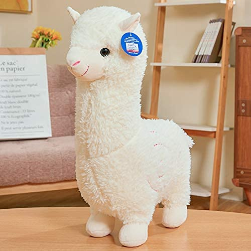 XIAOHONG Peluche in alpaca da 46 cm, lama farcito animale grande lamacorn alpaca bambola peluche cuscino morbido soffice cuscino bianco peluche bambola giocattoli regali per bambini