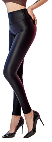 SOGNO D'ORO Kvinnors Läderleggings Faux Läderbyxor Sexiga Leather Pants Sexiga Slim Hög Midja Elastiska PU-Byxor