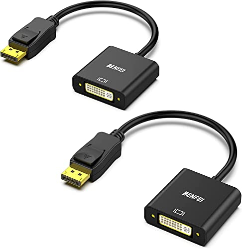 BENFEI DisplayPort auf DVI Konverter, 2 Stück, Vergoldet DP/Display Port zu DVI-D Kabel HDTV Adapter Konverter Männlich zu Weiblich