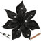 Oairse 8er-Set Künstliche Glitzernde Weihnachtsblumen, Weihnachtssterne mit Clips für Weihnachtsbaum-DIY-Dekoration, künstliche Blumen für Feiertage, Esstisch-Mittelstück, Neujahrs-Ornamente, Schwarz