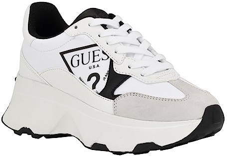 GUESS Damen Calebb Sneaker, White/Black 144, 39.5 EU