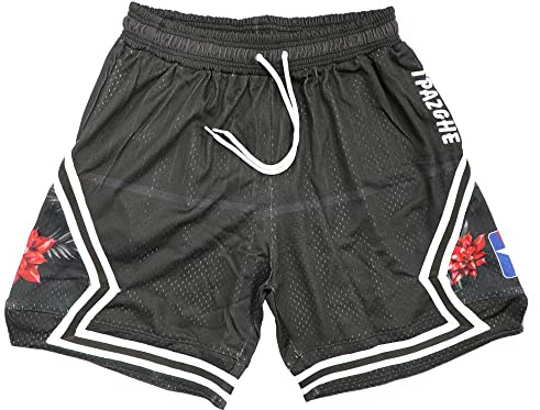 TPAZGHE Basketball-Shorts für Herren, Netzstoff, Fitnessstudio, Sport, Workout, Training, Kordelzug, Retro-Laufshorts mit Taschen, A016, Klein
