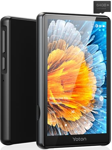 Yoton Reproductor MP3 Bluetooth 5.2 de 80 GB, MP3 Infantil con Pantalla Táctil de 4, Sonido HiFi, Reproducción de Vídeo HD 1080p, Radio, Grabadora, Libro Electrónico, Contiene Auriculares