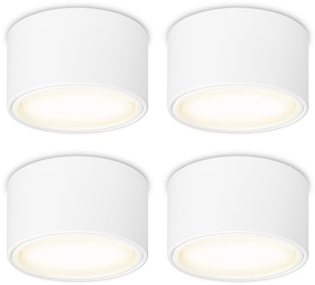 YindaLux 4 Pezzi Faretto da soffitto a LED Bianca Ultra sottile 220-240V Ø95x55mm Faretto da superficie con Lampadina GX53 6W Bianco neutro 4000K 660LM Plafone con faretto di ampia superficie luminosa