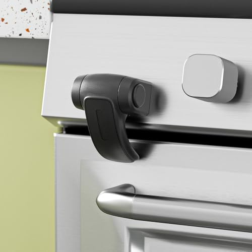 SAFELON Cerradura de puerta de horno de seguridad para bebés, cerraduras de seguridad de cocina para bebés, cerraduras de horno a prueba de niños para niños, resistentes al calor (Negro, 2 Piezas)