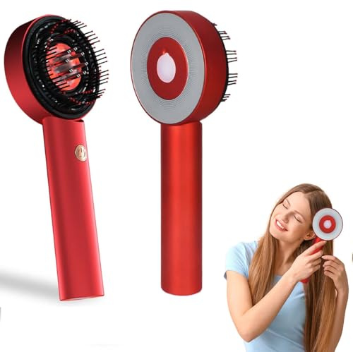 Homirty Brosse Massage Cuir Chevelu Électrique, Masseur Tête avec Lumière Rouge & Bleue, Applicateur Huile Cheveux 6 ml, 3 Modes de Pétrissage, IPX7 Étanche – pour la Détente du Cuir Chevelu, Rouge