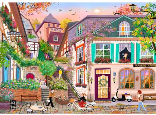 HUADADA Puzzle 1000 Teile-Puzzle 1000 Teile Erwachsene, Klassische Puzzle Geschenk-Eine ruhige Stadt