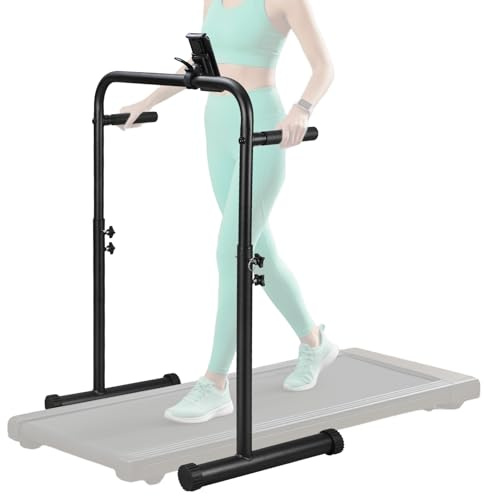 Leinuosen 24.4 Inch Walking Pad Handle Bar Attachment Only with Phone Holder Stainless Steel Adjustable Treadmill Handrail Handlebar Increase Height from 38.58 to 47.24 Inch, Walking Pad Accessories