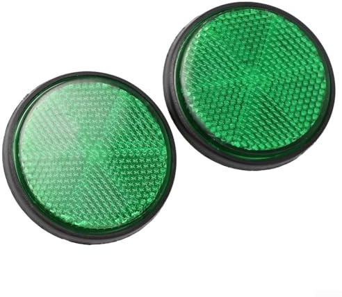 TDCuizent Set di 2 riflettori circolari per auto, camion, moto, rimorchi e biciclette, per migliorare la vista, riflettente, con attacco M6, diametro 6 cm (verde)