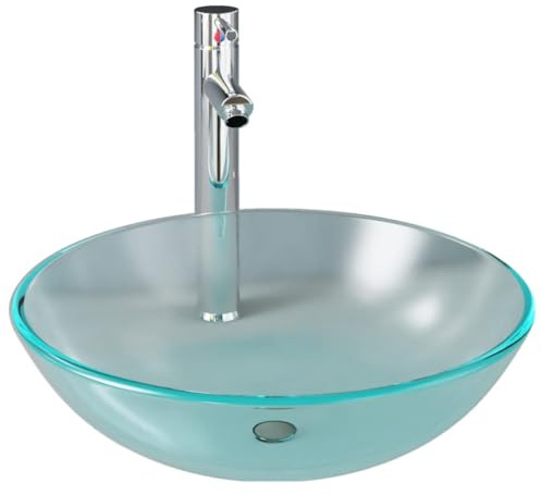 Lumanois Lavabo baño Grifo&desagüe de Empuje Vidrio Templado Esmerilado,Lavabos y fregaderos,Lavabos,8.08kg-3098448