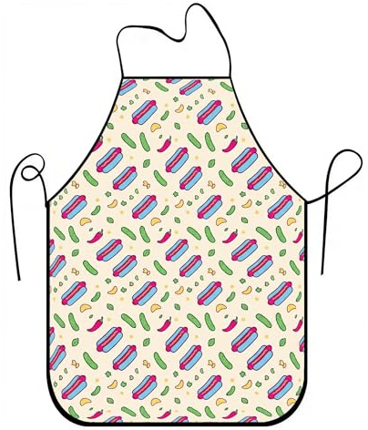 Delantal colorido con patrón de alimentos para cocinar, divertido diseño de cocina para adultos, delantal de arte culinario de verano, parrilla, hornear, barbacoa, Colorido, 24x31 Inch