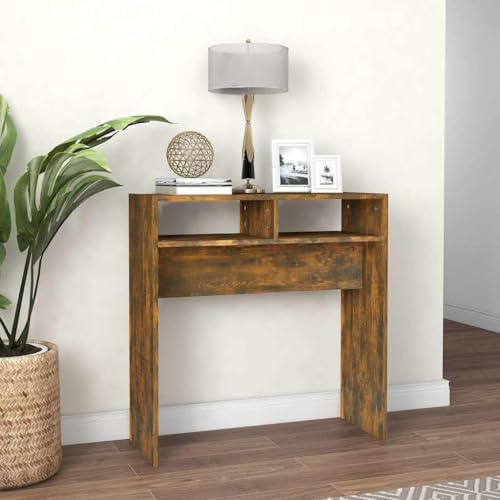 LoogCape Table console en chêne fumé - 78 x 30 x 80 cm - En bois - Table d'appoint pour couloir, salon, bureau, comme table de téléphone, table d'ordinateur portable pour l'ordre et l'espace de