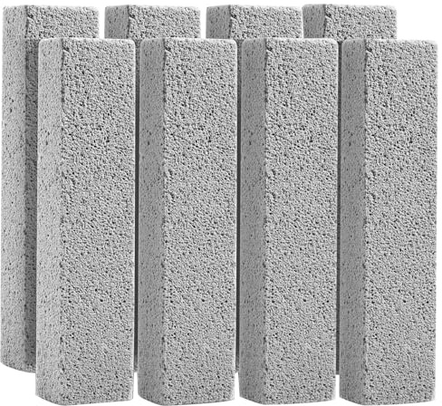 8 Pack Pumice Stone for Toilet Bowl Cleaning, Scouring Stick Remove Toilet Bowl Hard Water Rings, Calcium Buildup and Rust Suitable for Cleaning Toilet, Bathroom, Kitchen Sink, Grill（Gray