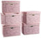 PRANDOM Große faltbare Aufbewahrungsboxen mit Deckel [5er-Pack] Stoff dekorative Aufbewahrungsbehälter Würfel Organizer Container Körbe mit Deckelgriffen für Schlafzimmer Schrank 43 x 30 x 30 cm