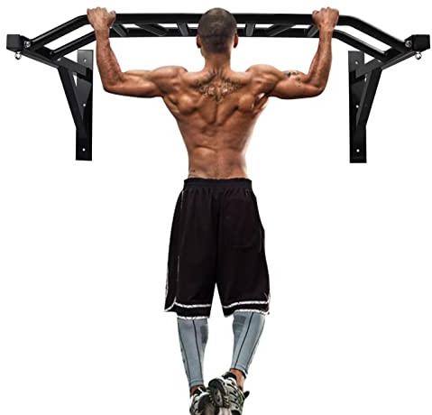 ptlsy Wall Mounted Pull Up Bar with Multi Grip for Pull-up Chin-up Multifunctional Heavy Duty Chin Up Bar Ideal for Home Gym Fitness and Workouts Cross-Training Full Body Strength Training