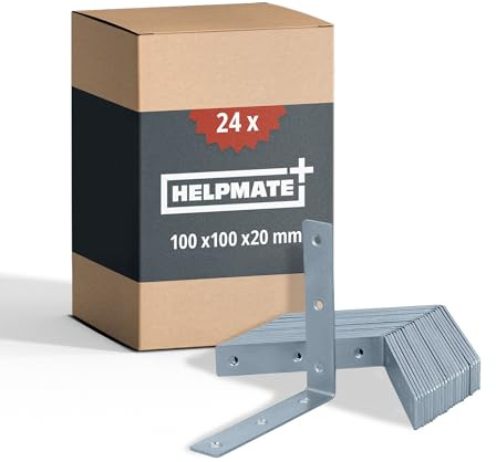 HELPMATE – 24 équerre metal de chaise – 100x100x20 mm – Équerre fixation galvanisée et passivée bleue – Équerre de fixation avec protection anti-corrosion, stable & durable