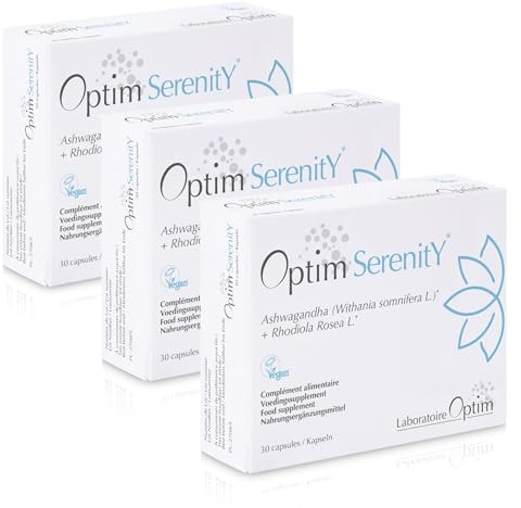 OPTIM Serenity Pack 3 x 30 capsule Ashwagandha - Rhodiola Rosea Integratore Anti Stress Naturale 30 Capsule Vegan | Calma, Serenità, Sonno, Riposo, Ansia, Stanchezza, Umore | Radice in Polvere