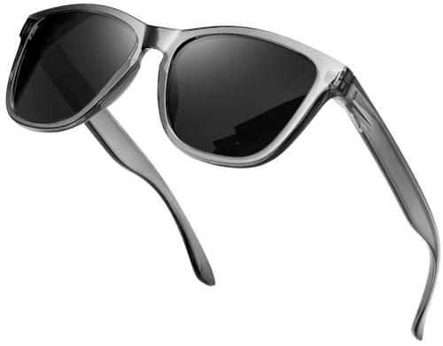 KANASTAL Gafas de Sol Grises Hombres Polarizadas Cuadradas Mujer Vintage Retro Protección UV400 Grey Sunglasses - Gris Montura Negras Lentes