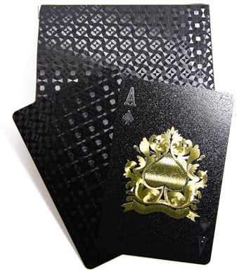 YIMINGOUFEI Carte da Gioco Nere Impermeabili, 54 Carte Olografiche