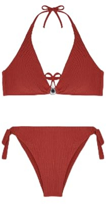 EMPORIO ARMANI Bikini Triangolo Lycra Strutturato+Vita Alta Slip Donna Rosa XL