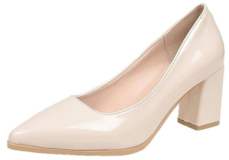 Pumps, scarpe da donna eleganti, con tacco largo, piccole con tacco, scarpe da ballo estive, comode da donna, con tacco alto, per costume tradizionale Dirndl 36-42, beige., 38 EU